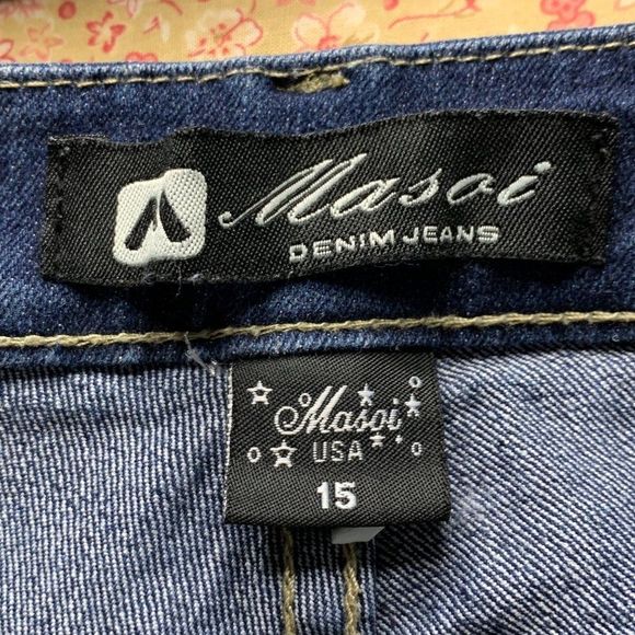 Masoi Womens Jeans Size 15 Jr Straight Stretch Dark Wash 3428 Metalic Detal - Picture 8 of 8